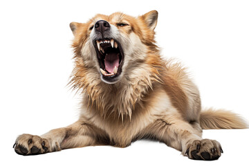 Dog Itching Tail with Teeth Isolated on Transparent Background