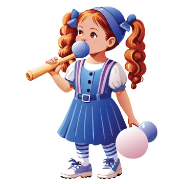 cute girl holding baseball bat 