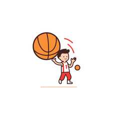 Basketball player flat color vector icon. Basketball player with ball.