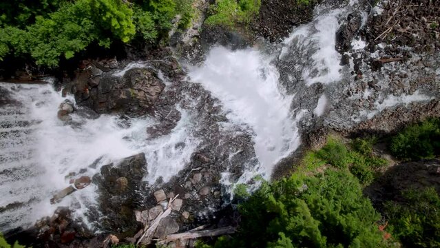 Overhead Aerial of Beautiful Waterfall in British Columbia