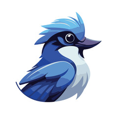 Cute blue bird cartoon vector Illustration isolated on a white background.