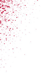 Red hearts scattered on white background.