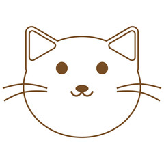 猫の顔の茶色線画