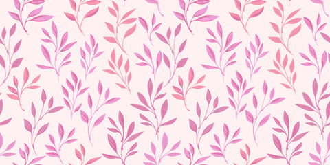 Abstract, delicately fine leaves pattern. Hand drawn vector sketch. Pastel pink abstract leaf stems printing. Template for designs, textile, collage © incarnadine
