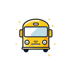 School bus icon in flat style. Bus vector illustration on white isolated background. Transport business concept.