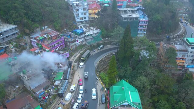 Darjeeling landscape Tea Garden and Batasia Loop Darjeeling Aerial View and Toy Train Darjeeling