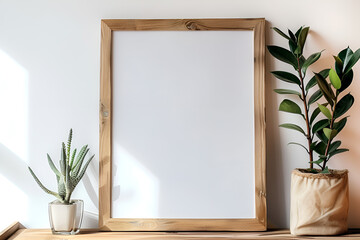 blank picture Frame on cozy house - obrazy, fototapety, plakaty