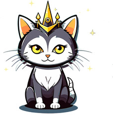 cat with king crown isolated