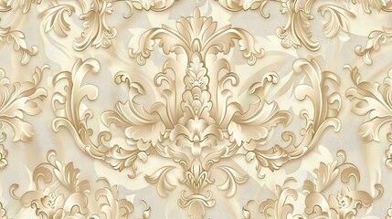 Seamless light background with beige pattern in baroque style. Vector retro illustration. Ideal for printing on fabric or paper for wallpapers, textile, wrapping