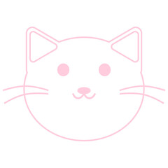 猫の顔のピンク線画