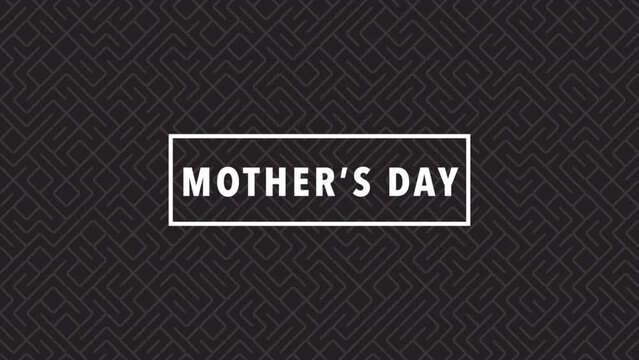 A stylish black and white Mothers Day card with a geometric pattern on the front. It features the words Mothers Day and has a white border. The inside is blank for a personal message
