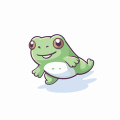 Frog character isolated on white background. Cute cartoon animal. Vector illustration.