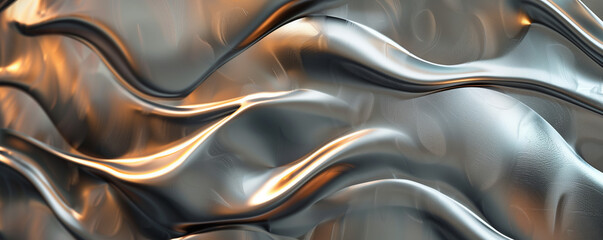 Stainless steel with a randomly bent pattern, beveled edges, warm center lighting, and a cold-temperature vignette.