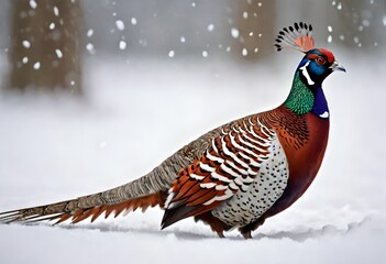 pheasant in snow
