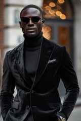 A male model sporting velvet blazer for a luxurious and on-trend touch