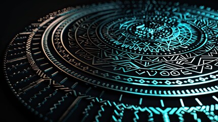 Fototapeta premium Mandala pattern, African tribal pattern: risograph, sharp outline, zen, Oriental aesthetics