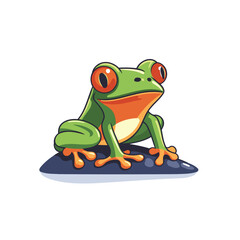 Frog cartoon character isolated on white background. Vector stock illustration.