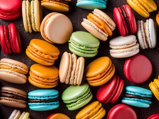 wallpaper background with colorful macaroons on a birthday party table