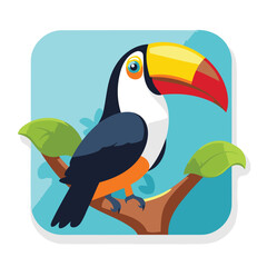 Toucan bird flat icon with long shadow. eps10