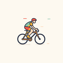 Cyclist flat line icon. vector illustration. eps 10.