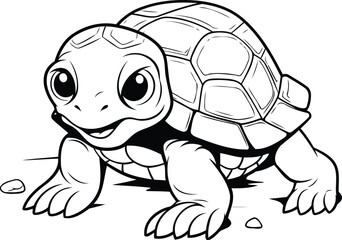 Vector illustration of a cute baby tortoise on a white background.