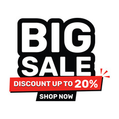 Obraz premium Big sale 20 percent discount banner template design, special offer. Vector illustration.