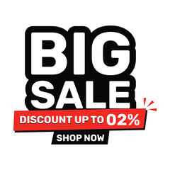 Big sale 02 percent discount banner template design, special offer. Vector illustration.