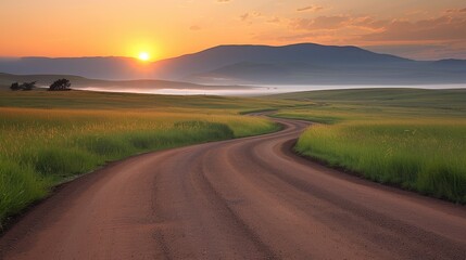 road in the sunset