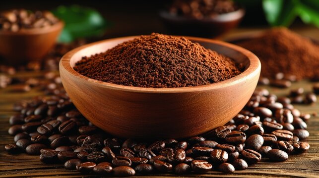 An illustration of coffee beans showing their texture, richness and aroma.Details and natural beauty of the coffee beans to create a captivating and visually appealing image.