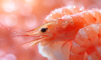 Red Dwarf Shrimp on waterweed. Selective soft focus.