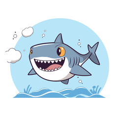 Cartoon shark vector illustration. Isolated on a white background.