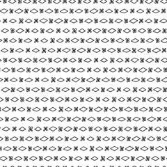 Stylish monochrome doodles. Hand drawn Seamless pattern. Doodle small flower and rhombuses seamless pattern.