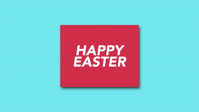 A joyful Easter greeting! A red card with a white Happy Easter message, framed by a red border, and a blank back for your personalized wishes