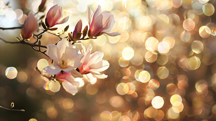Blooms emerge amid sparkly bokeh.
