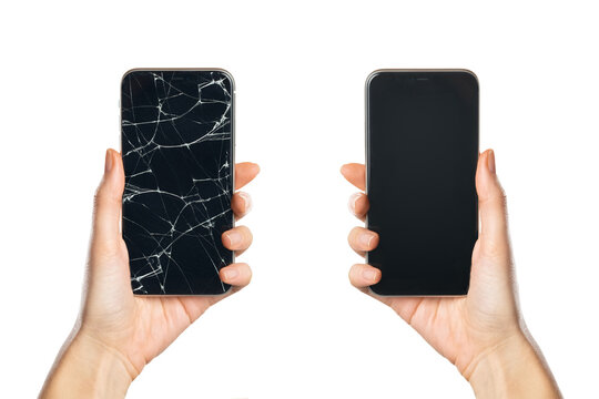 Phone with broken screen and brand new after restoration