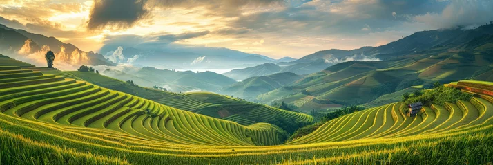 Poster Rice fields on terraced of Vietnam. Panoramic Vietnam landscapes. © arhendrix