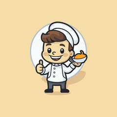 Cute Chef Cartoon Mascot Character Vector Icon Illustration Design