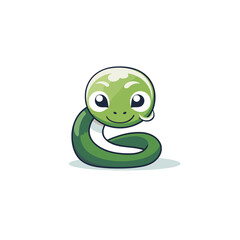 Cute snake cartoon icon. Vector illustration isolated on white background.