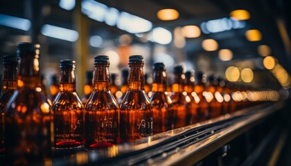 Automated conveyor line for industrial technological production of craft beer bottles