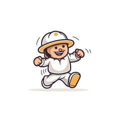 Cricket player running with bat and helmet. Vector illustration.