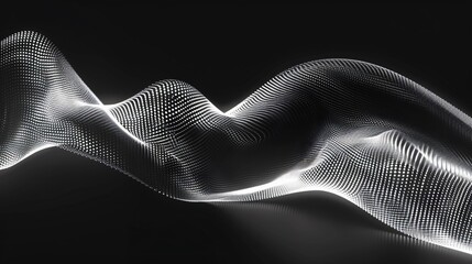 Wave of dots and wavy lines to demonstrate big data and technology on black background