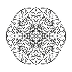 Mandala black and white coloring page vector illustration