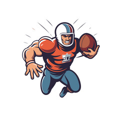 American football player running with ball. Vector illustration for sport team logo.