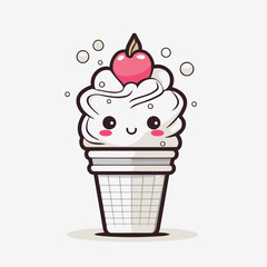 Cute ice cream character vector design. Cute ice cream icon.