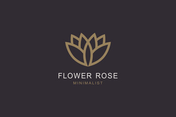  Rose flower icon minimal logo design. Beauty aesthetics vector art.