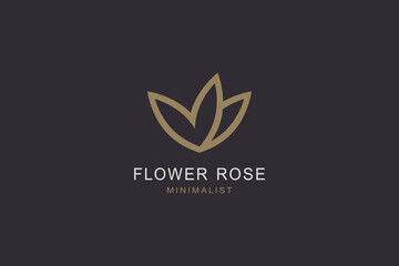  Rose flower icon minimal logo design. Beauty aesthetics vector art.