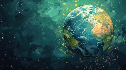 Obraz premium Artistic Vision Earth's Beauty Transformed into Illustration