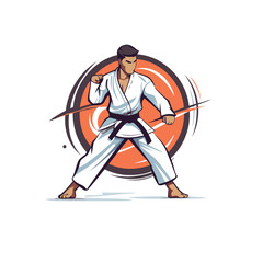 Taekwondo. Vector illustration of a taekwondo fighter - obrazy, fototapety, plakaty