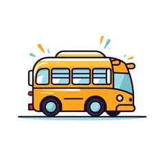 School bus flat line icon. Vector illustration of bus on white background.