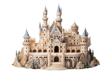 Fairy Tale Castle Miniature Isolated on Transparent Background - obrazy, fototapety, plakaty